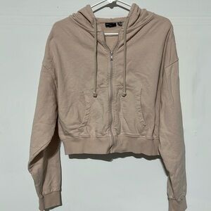 Pale Rose cream pink crop top hoodie Size 4